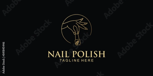 Fototapeta Creative nail polish studio logo design with modern concept, premium vector
