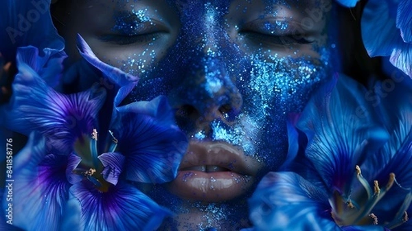 Obraz Captivating Cosmic Floral Visage Surreal Digital Artwork Depicting Ethereal Feminine Beauty