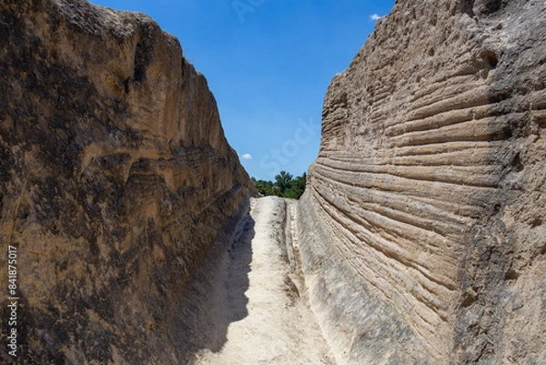 Fototapeta Traces of ancient chariot roads from the Roman Period in the Phrygian Valley.