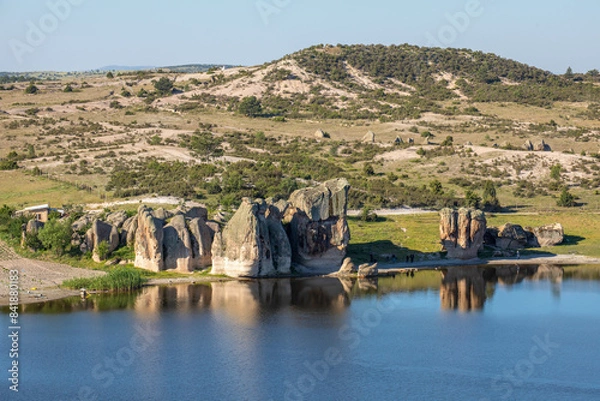 Fototapeta High angle aerial view of Phrygian Valley and the unique view of Lake Emre from the air in Afyonkarahisar, Turkiye.