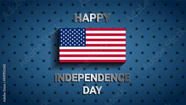 Obraz American Flag on blue background for Independence Day of USA