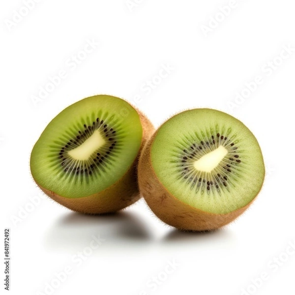 Fototapeta Two halves of ripe kiwi fruit isolated on white background