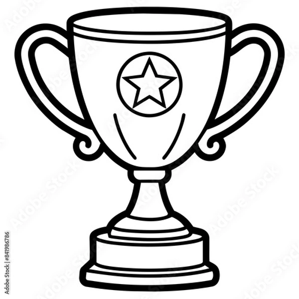 Obraz Trophy line art vector silhouette on white background