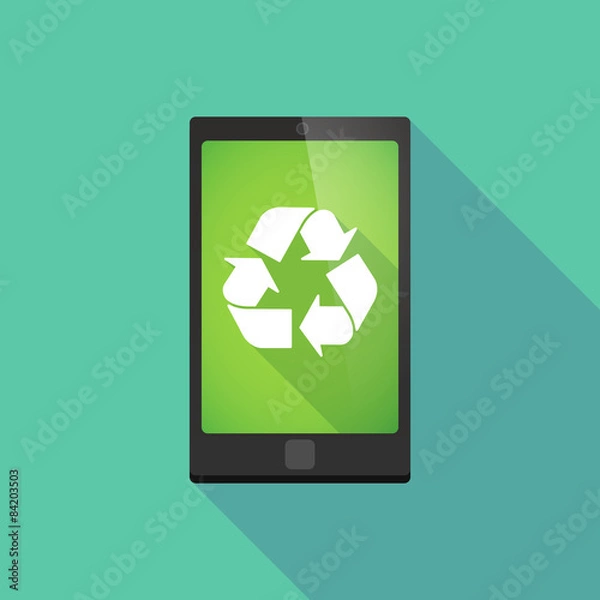 Fototapeta Long shadow phone icon with a recycle sign