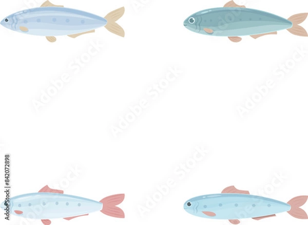 Obraz Four cute cartoon fish with various patterns on a white background