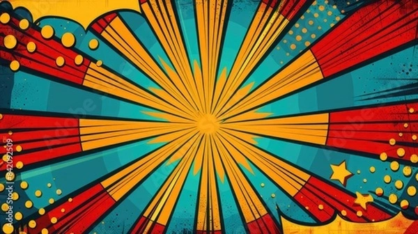 Fototapeta Comic Books Radiating Sun Rays Background Pattern