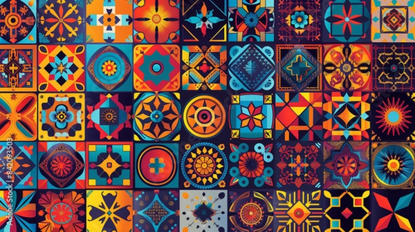 Obraz Colorful Geometric Pattern with Intricate Designs