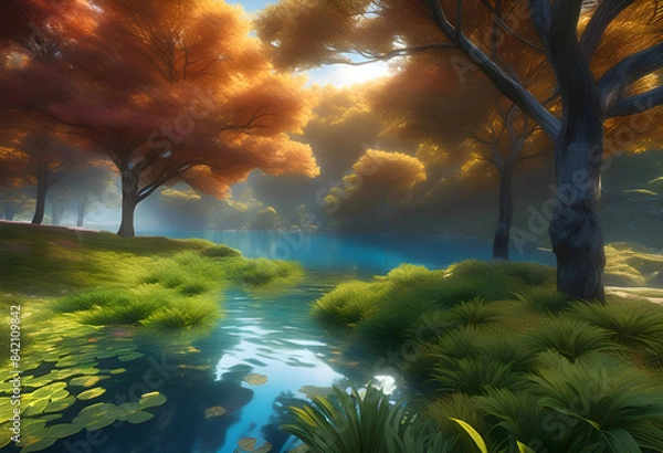 Obraz Nature, river in the forest