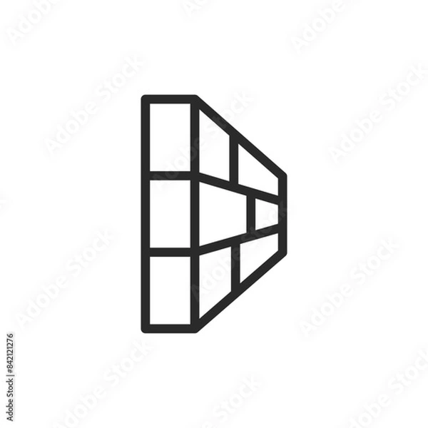 Fototapeta Brick wall, side view, linear style icon. Editable stroke width