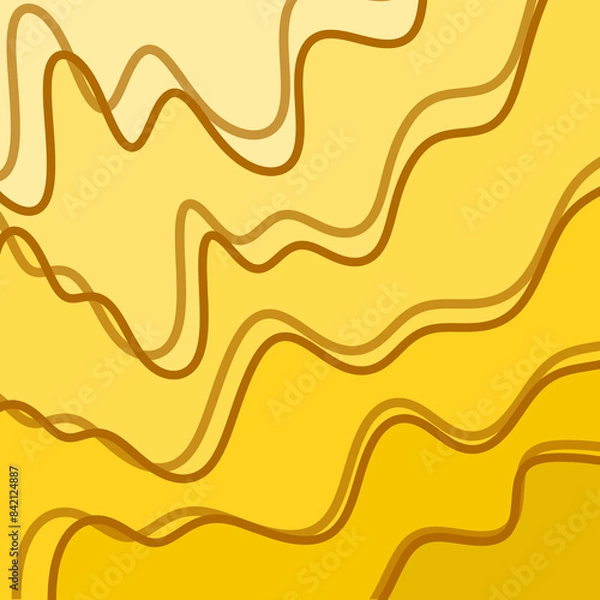 Fototapeta Irregular wavy brown lines going across background with different shades of yellow