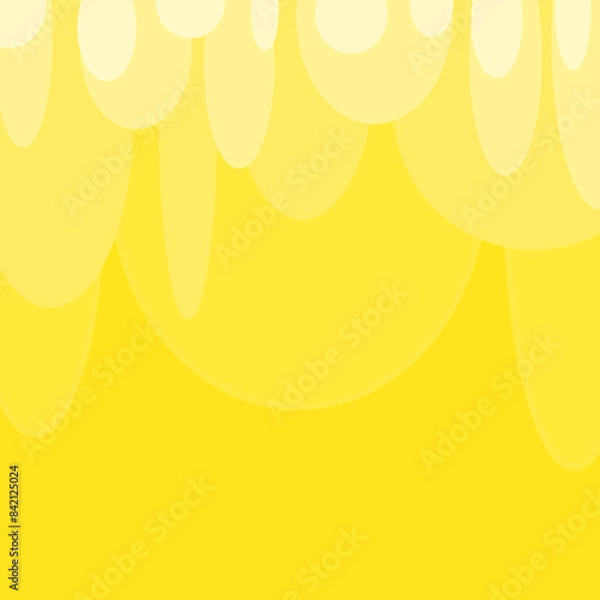 Fototapeta Yellow circles and ovals falling from the top of yellow background