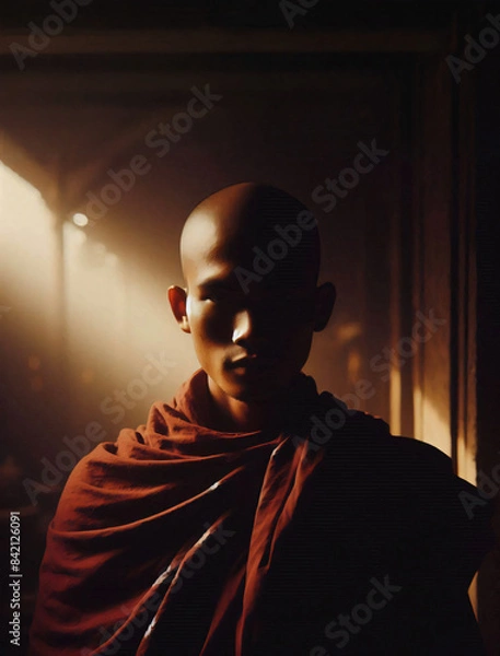 Obraz buddhist monk in temple