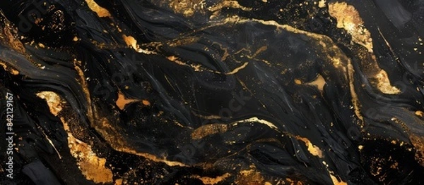 Obraz Luxury black gold marble texture background design.