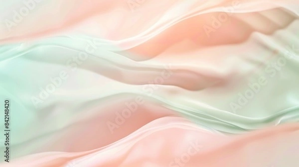 Fototapeta A pink and green fabric with a wave pattern