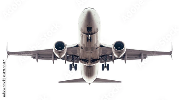 Obraz A large white airplane is flying through the sky
