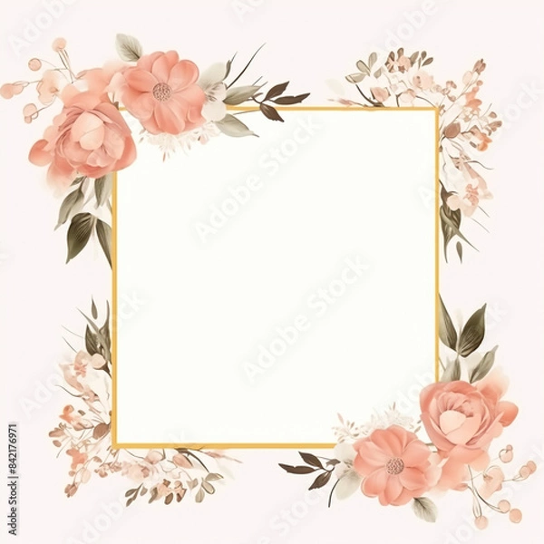 Obraz Wedding invitation card. floral square frame with empty space on background