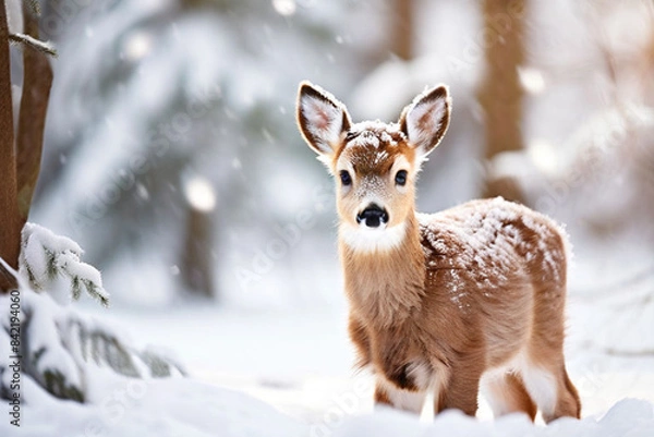 Obraz deer in winter forest