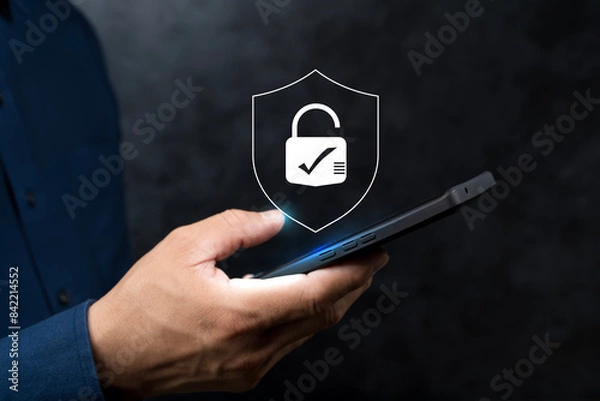 Fototapeta Cybersecurity and privacy concepts to protect data.