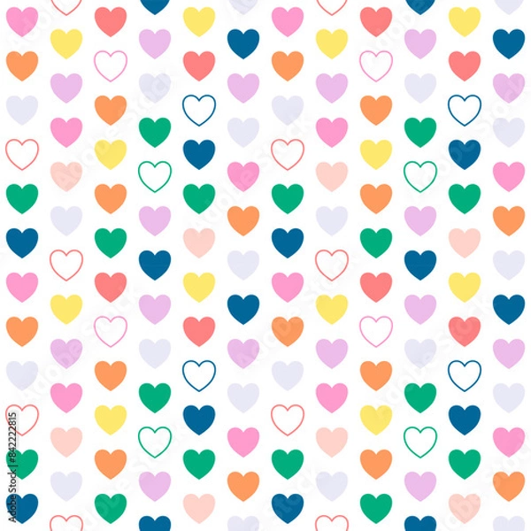 Fototapeta Seamless pattern with hand drawn heart. Background for textile, wrapping paper.