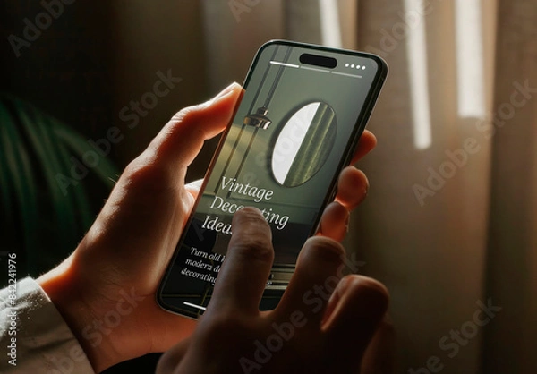 Fototapeta Person Using Phone Mockup With Generative AI