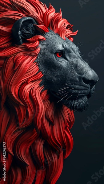 Fototapeta 3d rendered logo of a lion illustrated on black background made with generative AI