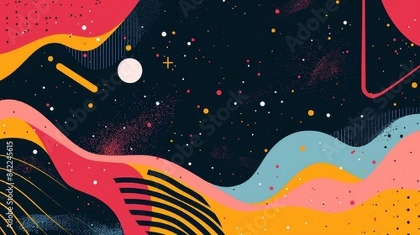 Fototapeta Abstract background with colorful geometric shapes and lines