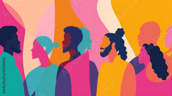 Fototapeta Diversity and inclusion, D&I, equity, social, implicit bias, diversity of thinking, ethnic, background, woman leadership, Asian, strength, diverse team, ideas, creativity, discrimination, workforce 