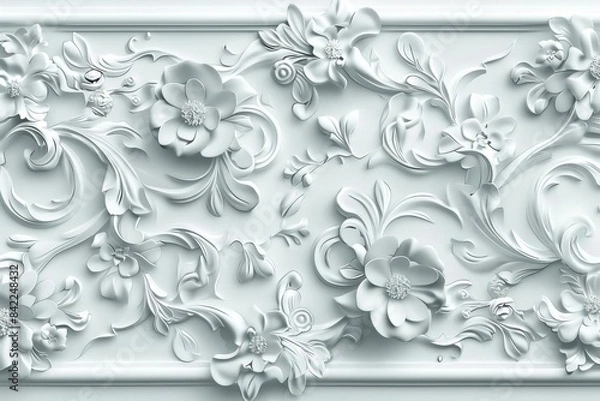 Obraz Symmetrical Silver Metal Ornament with Grey Pattern