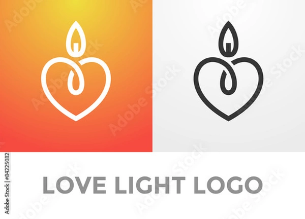 Obraz Logo światła serca świecy