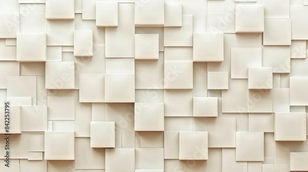 Fototapeta Abstract geometric pattern with beige 3D squares design.
