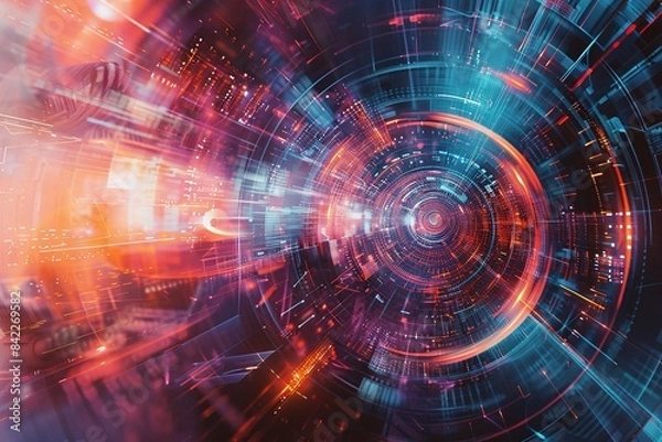 Obraz Abstraction in technology beautiful background. Generative Ai