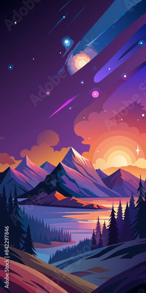Fototapeta Landscape vector illustration