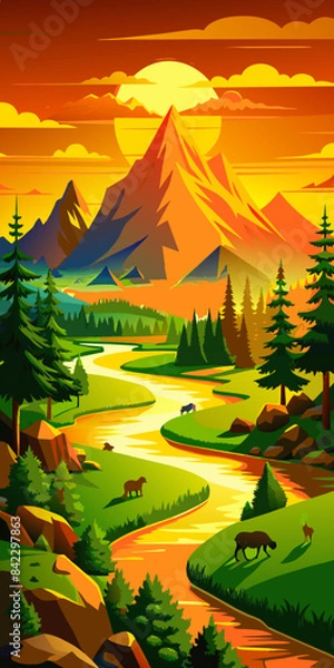Fototapeta Landscape vector illustration