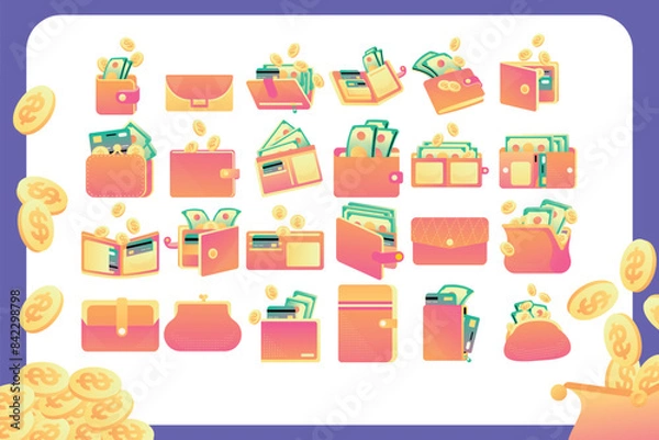 Fototapeta Flat Wallet Illustration