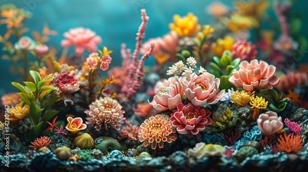 Obraz 3D model colorful flowers background