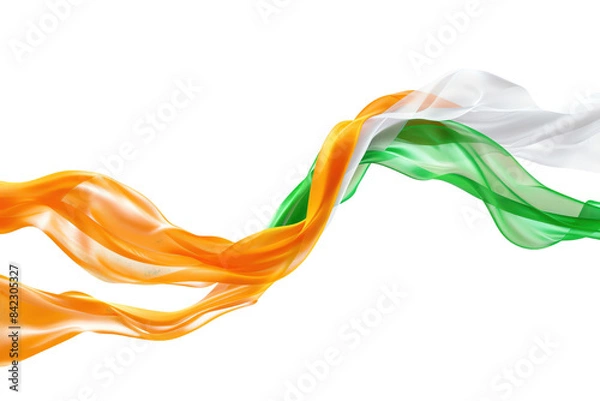 Fototapeta Elegant flowing ribbons in the colors of the Indian national flag, symbolizing India's pride and heritage on a transparent background.