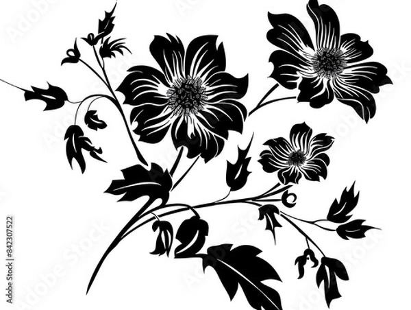 Fototapeta black and white flowers
