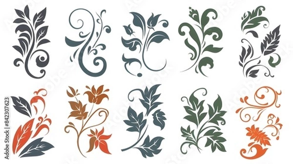 Fototapeta set of floral elements