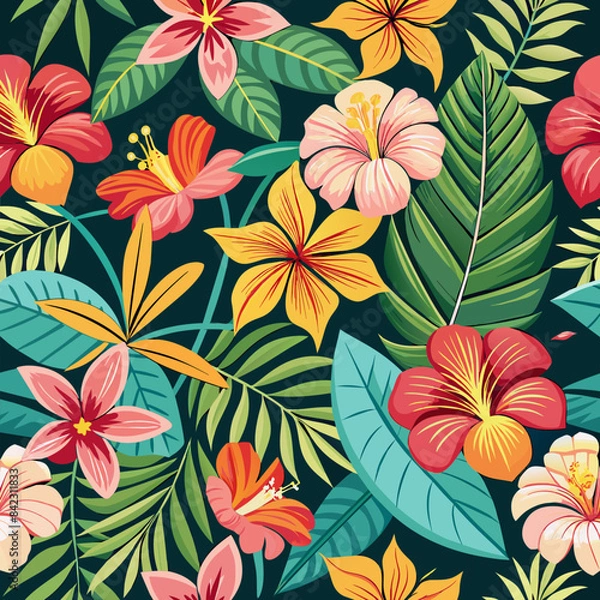 Obraz Elements of Hawaii with a seamless pattern design.
