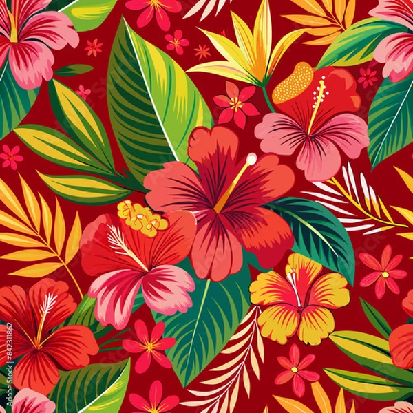 Fototapeta Elements of Hawaii with a seamless pattern design.