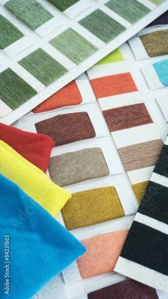 Obraz Yarn thread and knit sample color card