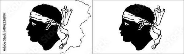 Obraz Corsica flags vector. Standard flag and with torn edges