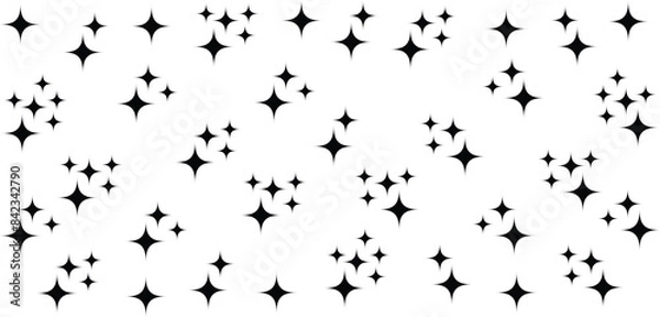 Fototapeta Set of sparkle star icons. Abstract sparkle icon, shine icon, clean icon, star, icon shape vector illustration. Sparkles vector	