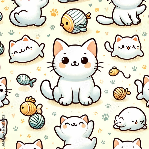 Obraz seamless background with cats generative AI