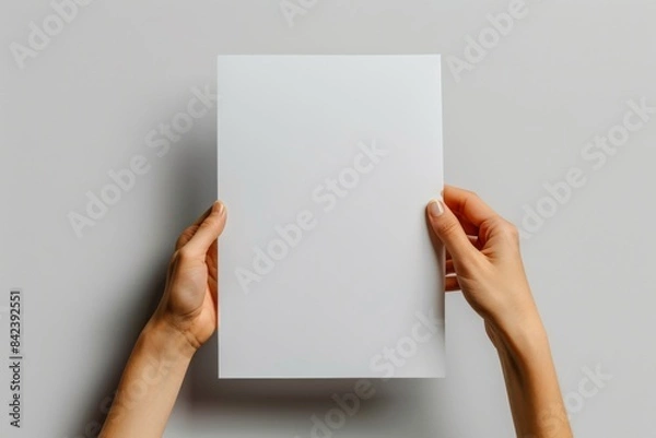Fototapeta Blank paper mockup on hand created with generative AI