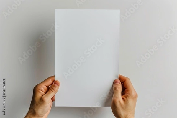 Fototapeta Blank paper mockup on hand created with generative AI