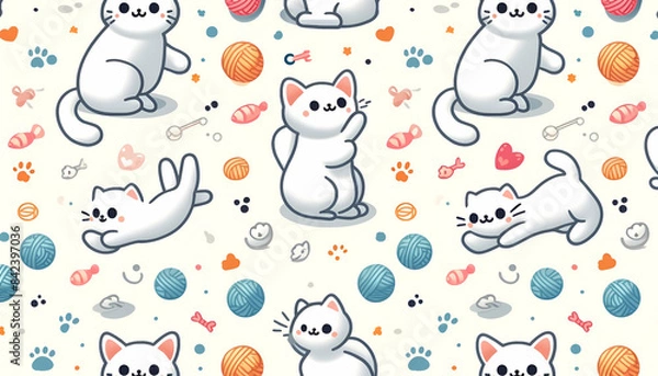 Obraz seamless background with cats generative AI
