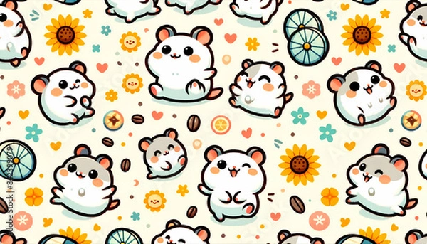 Obraz seamless pattern with cats generative AI