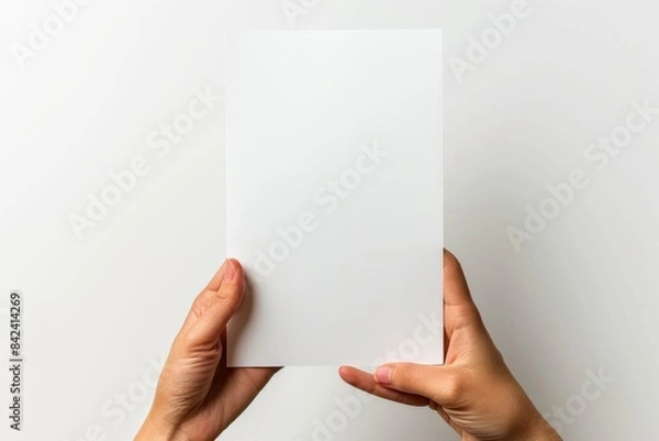Fototapeta Blank paper mockup on hand created with generative AI