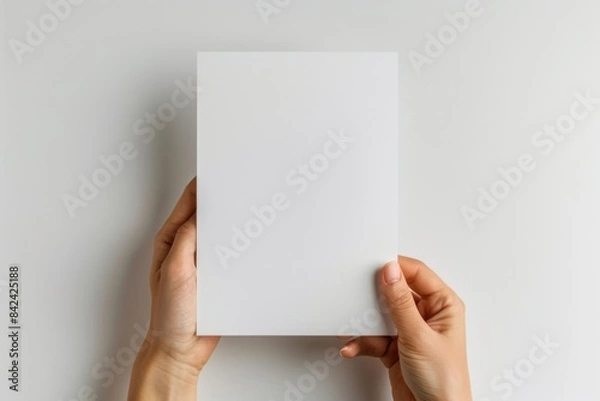Fototapeta Blank paper mockup on hand created with generative AI